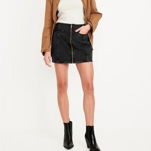 Old Navy Black Denim Zip-Front Mini Skirt sz 12